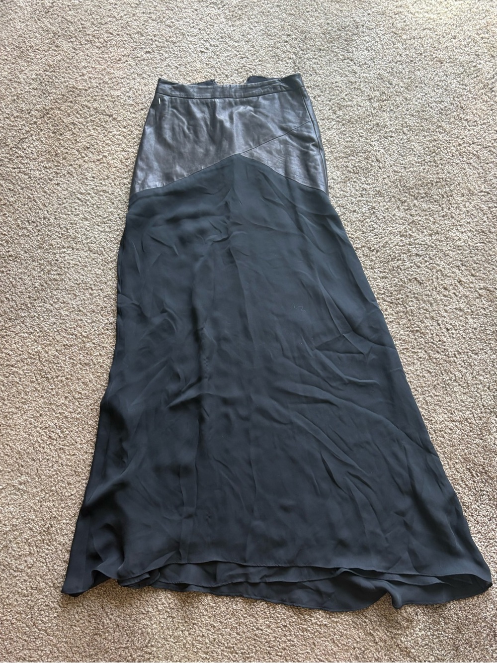 Alice + Olivia Black Maxi Skirt with Leather Waistband